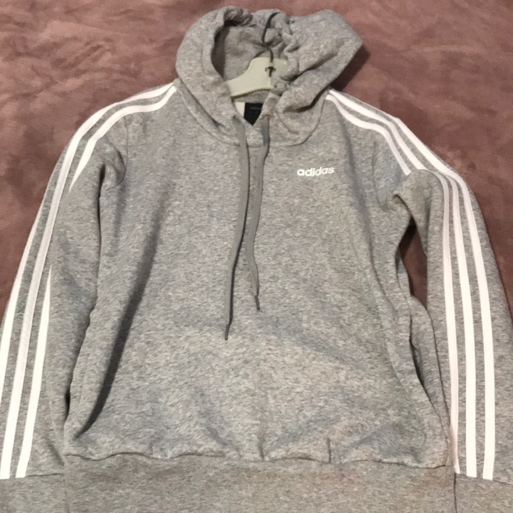 Grey adidas hoodie with pockets